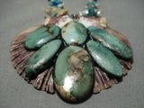 Very Rare Vintage Santo Domingo Native American Navajo Sterling Silver Turquoise Shell Necklace-Nativo Arts