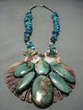 Very Rare Vintage Santo Domingo Native American Navajo Sterling Silver Turquoise Shell Necklace-Nativo Arts