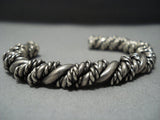 Very Thick Hvy Vintage Navajo Native American Jewelry jewelry Sterling Silver Coiled Bracelet Old-Nativo Arts
