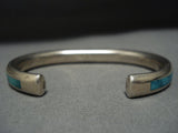 Very Thick!! Vintage Native American Jewelry Navajo Sterling Silver Turquoise Bracelet Old-Nativo Arts