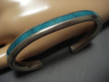 Very Thick!! Vintage Native American Jewelry Navajo Sterling Silver Turquoise Bracelet Old-Nativo Arts