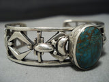 Very Unique!! Vintage Native American Jewelry Navajo Royston Turquoise Sterling Silver Cuff Bracelet Old-Nativo Arts