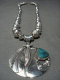 Very Unique Vintage Navajo Ben Begaye Turquoise Native American Jewelry Silver Feather Necklace-Nativo Arts