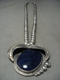 Very Unique Vintage Navajo Domed Lapis Native American Jewelry Silver Leaf Native American Jewelry Silver Necklace Old-Nativo Arts