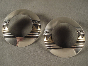 Very Unique Vintage Navajo Gold Native American Jewelry Silver Earrings-Nativo Arts