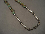 Very Unique Vintage Navajo Green Turquoise pine Cone Native American Jewelry Silver Necklace-Nativo Arts
