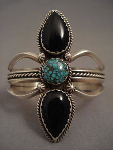 Very Unique Vintage Navajo Spiderweb Turquoise Native American Jewelry Silver Bracelet-Nativo Arts