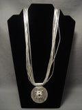 Very Unique Vintage Reversible Turtle Gaspeite Native American Jewelry Silver Necklace-Nativo Arts