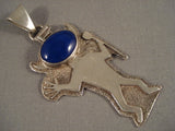 Very Unique Vintage Tommy Jackson Domed Lapis Native American Jewelry Silver Pendant-Nativo Arts