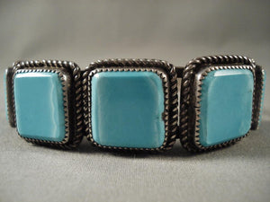 Very Unique Vintage Zuni Squared Turquoise Bracelet-Nativo Arts