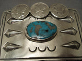 Very Unusual Vintage Navajo 1940's Repoussed Native American Jewelry Silver Buckle-Nativo Arts