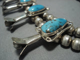 Vintage Native American Jewelry Navajo Bisbee Turquoise Sterling Silver Squash Blossom Necklace Old-Nativo Arts