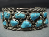 Vintage Native American Jewelry Navajo Bracelet Sterling Silver Turquoise Bracelet Cuff Old-Nativo Arts