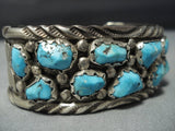 Vintage Native American Jewelry Navajo Bracelet Sterling Silver Turquoise Bracelet Cuff Old-Nativo Arts