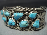 Vintage Native American Jewelry Navajo Bracelet Sterling Silver Turquoise Bracelet Cuff Old-Nativo Arts