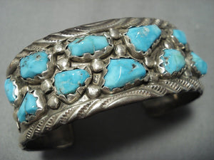 Vintage Native American Jewelry Navajo Bracelet Sterling Silver Turquoise Bracelet Cuff Old-Nativo Arts