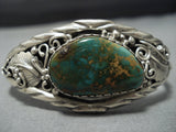 Vintage Native American Jewelry Navajo Gtreen Turquoise Sterling Silver Bracelet-Nativo Arts