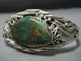 Vintage Native American Jewelry Navajo Gtreen Turquoise Sterling Silver Bracelet-Nativo Arts