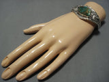 Vintage Native American Jewelry Navajo Gtreen Turquoise Sterling Silver Bracelet-Nativo Arts