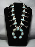 Vintage Native American Jewelry Navajo Red Mountain Turquoise Sterling Silver Squash Blossom Necklace-Nativo Arts