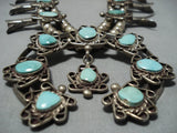 Vintage Native American Jewelry Navajo Turquoise Sterling Silver Squash Blossom Necklace Old-Nativo Arts