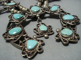 Vintage Native American Jewelry Navajo Turquoise Sterling Silver Squash Blossom Necklace Old-Nativo Arts
