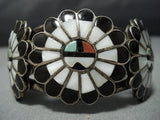Vintage Native American Jewelry Zuni Bracelet Sterling Silver Turquoise Bracelet Cuff-Nativo Arts