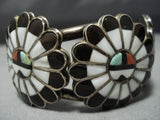 Vintage Native American Jewelry Zuni Bracelet Sterling Silver Turquoise Bracelet Cuff-Nativo Arts