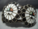 Vintage Native American Jewelry Zuni Bracelet Sterling Silver Turquoise Bracelet Cuff-Nativo Arts
