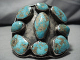 Vintage Native American Navajo Heavy Royston Turquoise Sterling Silver Bracelet Cuff Old-Nativo Arts