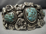 Vintage Native American Navajo Red Mountain Turquoise Sterling Silver Bracelet Old Cuff-Nativo Arts