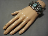 Vintage Native American Navajo Red Mountain Turquoise Sterling Silver Bracelet Old Cuff-Nativo Arts