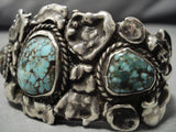 Vintage Native American Navajo Red Mountain Turquoise Sterling Silver Bracelet Old Cuff-Nativo Arts