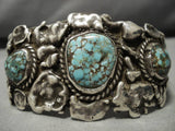 Vintage Native American Navajo Red Mountain Turquoise Sterling Silver Bracelet Old Cuff-Nativo Arts