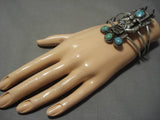 Vintage Native American Navajo Sterlling Silver Turquoise Kachina Bracelet Old-Nativo Arts