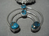 Vintage Native American Navajo Turquoise Sterling Silver Concho Squash Blossom Necklace Old-Nativo Arts