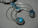 Vintage Native American Navajo Turquoise Sterling Silver Concho Squash Blossom Necklace Old-Nativo Arts