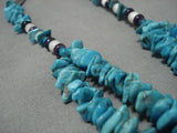 Vintage Native American Navajo Turquoise Sterling Silver Squash Blossom Necklace Old-Nativo Arts