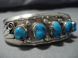 Vintage Navajo Blue Turquoise Sterling Silver Native American Bracelet Cuff Old-Nativo Arts