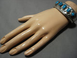 Vintage Navajo Blue Turquoise Sterling Silver Native American Bracelet Cuff Old-Nativo Arts