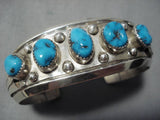 Vintage Navajo Blue Turquoise Sterling Silver Native American Bracelet Cuff Old-Nativo Arts