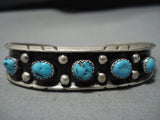 Vintage Navajo Blue Turquoise Sterling Silver Native American Cuff Bracelet Old-Nativo Arts