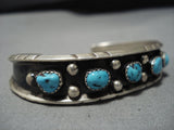 Vintage Navajo Blue Turquoise Sterling Silver Native American Cuff Bracelet Old-Nativo Arts