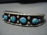 Vintage Navajo Blue Turquoise Sterling Silver Native American Cuff Bracelet Old-Nativo Arts