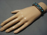 Vintage Navajo Blue Turquoise Sterling Silver Native American Cuff Bracelet Old-Nativo Arts
