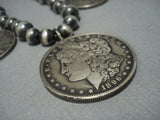 Vintage Navajo Coin Sterling Native American Jewelry Silver Squash Blossom Necklace Old-Nativo Arts