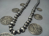 Vintage Navajo Coin Sterling Native American Jewelry Silver Squash Blossom Necklace Old-Nativo Arts