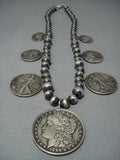 Vintage Navajo Coin Sterling Native American Jewelry Silver Squash Blossom Necklace Old-Nativo Arts