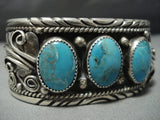 Vintage Navajo Domed Turquoise Sterling Silver Cuff Native American Jewelry Bracelet-Nativo Arts
