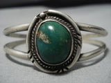 Vintage Navajo Green Turquoise Sterling Silver Native American Bracelet Old Cuff-Nativo Arts